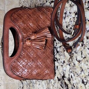 Patricia Nash Sora Braided Stitch Leather Cutout Satchel